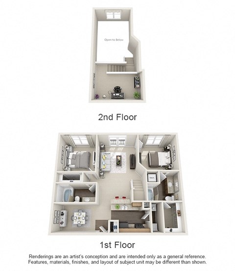 Floor plan for 2 beds, 2 baths, 1220 sqft